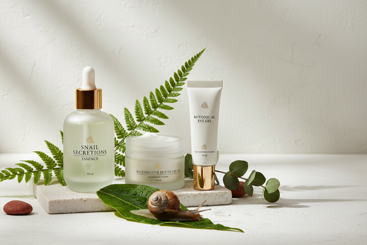 Sfondo luxury per cosmesi con bava di lumaca